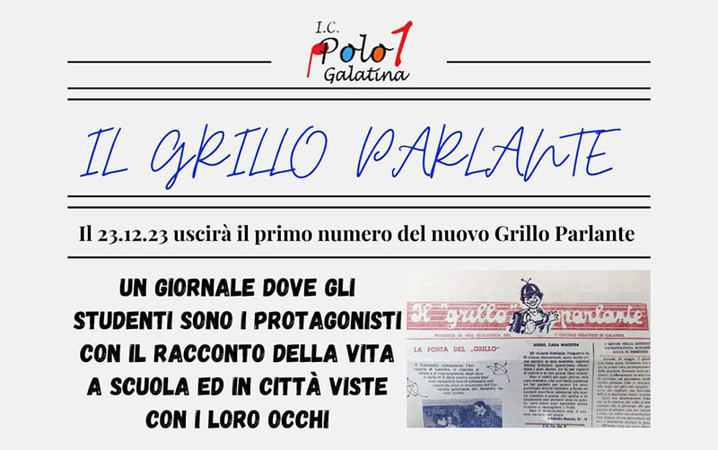 Riprendono le pubblicazioni de “Il Grillo Parlante”, il giornale nato a scuola nel 1979 Riprendono le pubblicazioni de “Il Grillo Parlante”, il giornale nato a scuola nel 1979