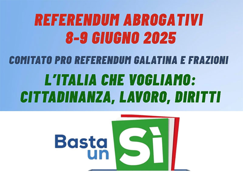 Il comitato territoriale per i referendum Galatina e frazioni organizza un incontro pubblico a Noha Il comitato territoriale per i referendum Galatina e frazioni organizza un incontro pubblico a Noha