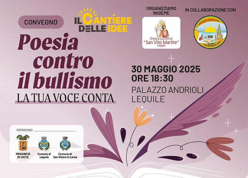 “Poesia contro il bullismo – La tua voce conta”. Un confronto tra istituzioni, educatori e cittadini “Poesia contro il bullismo – La tua voce conta”. Un confronto tra istituzioni, educatori e cittadini