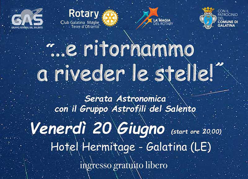 A Galatina un’affascinante serata di osservazione astronomica e conversazione scientifica A Galatina un’affascinante serata di osservazione astronomica e conversazione scientifica