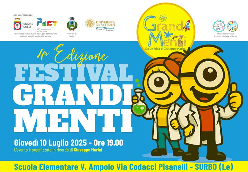 Arriva la quarta edizione del “Festival Grandi Menti” con giochi, musica, esperienze e laboratori Arriva la quarta edizione del “Festival Grandi Menti” con giochi, musica, esperienze e laboratori