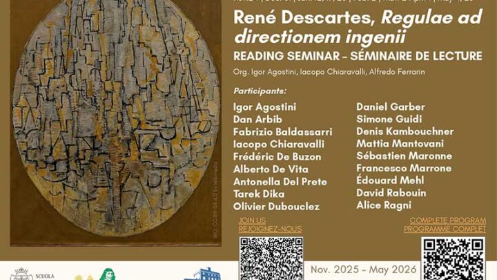 “René Descartes, Regulae ad directionem ingenii”. Un seminario online organizzato in partnership