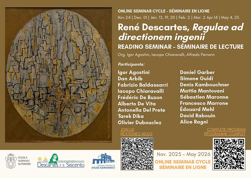 “René Descartes, Regulae ad directionem ingenii”. Un seminario online organizzato in partnership