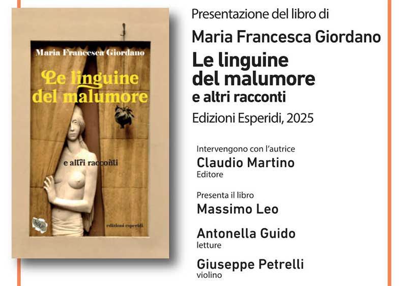 “Le linguine del malumore e altri racconti”, il nuovo libro di Maria Francesca Giordano