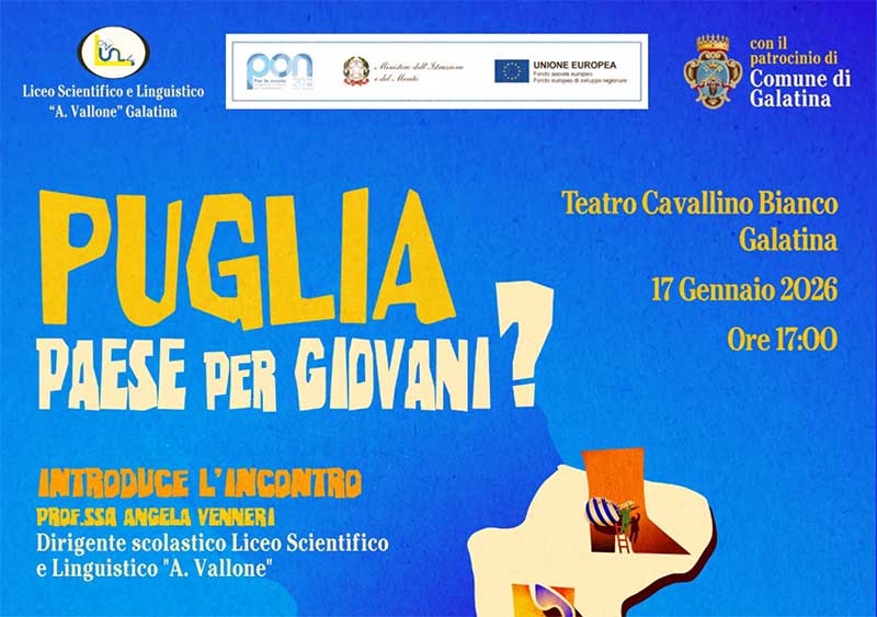 Il Liceo “Vallone” di Galatina organizza il convegno “Puglia, Paese per giovani?”