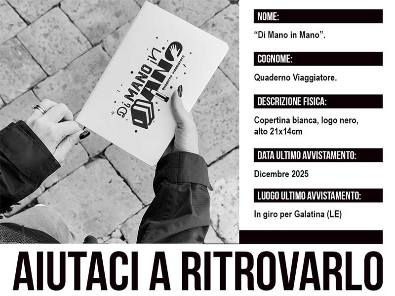 A Galatina l’esperimento collettivo “Di mano in mano – Quaderno viaggiatore”