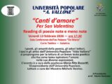 L’UniPopolare di Galatina organizza il reading poetico “Canti d’amore – Per San Valentino”