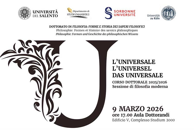Filosofia moderna e tema dell’universale: due giornate di studio all’Università del Salento