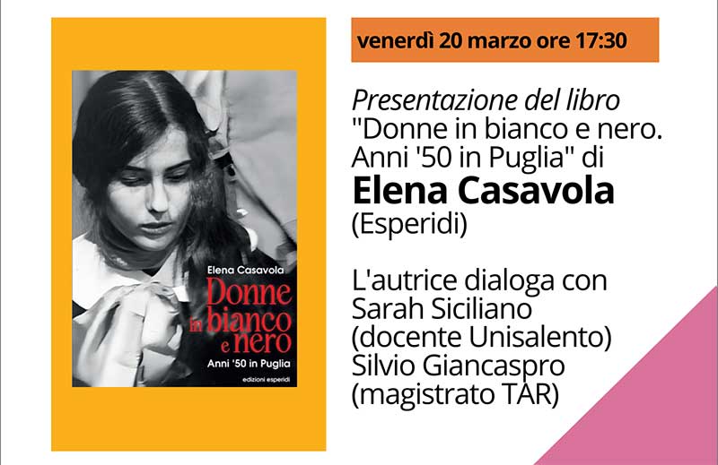 “Donne in Bianco e Nero”: alla biblioteca OgniBene di Lecce i racconti di Elena Casavola