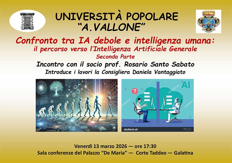“IA debole e intelligenza umana”. Un incontro all’Università Popolare di Galatina