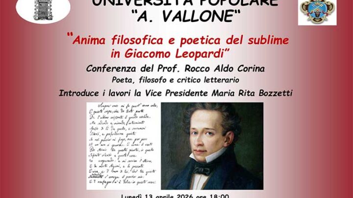 “Anima filosofica e poetica del sublime in Giacomo Leopardi”. Una conferenza ad UniPopolare di Galatina