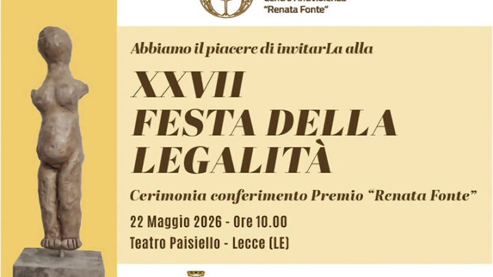 Il centro antiviolenza Renata Fonte organizza la “Festa della legalità”