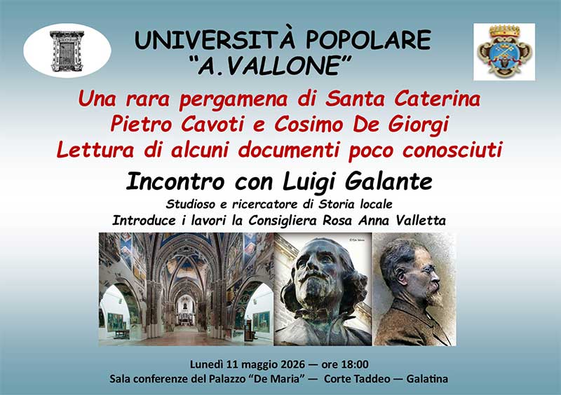 Galatina e Terra d’Otranto: all’UniPopolare una ricostruzione storiografica con testimonianze inedite