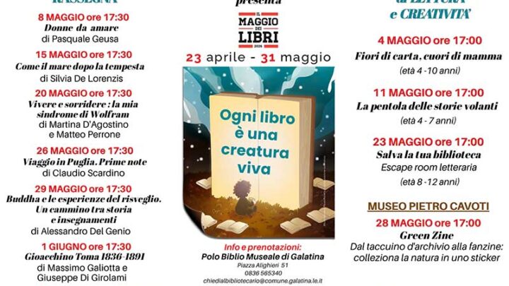 Il Maggio dei libri 2026: il programma delle iniziative presso la biblioteca comunale di Galatina
