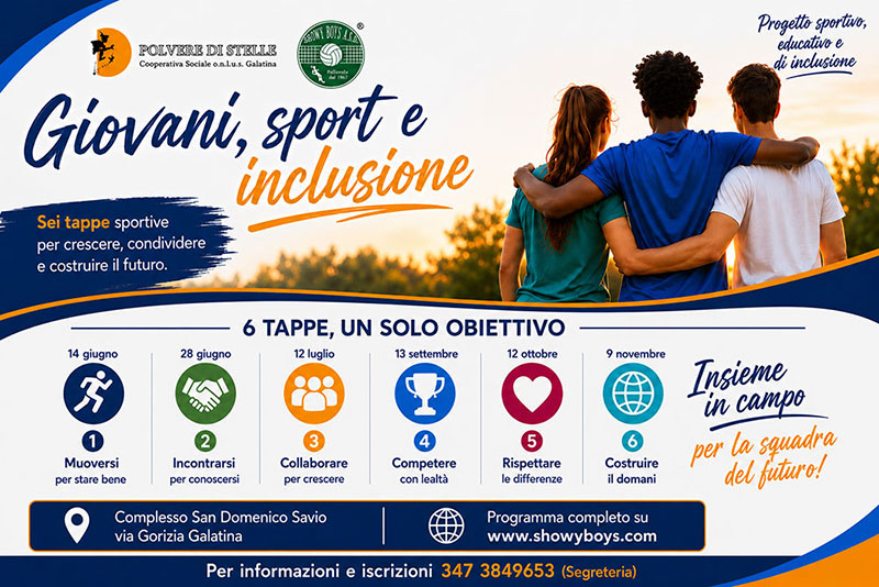 Galatina: al via il progetto “Giovani, sport e inclusione”. Insieme in campo per la squadra del futuro!