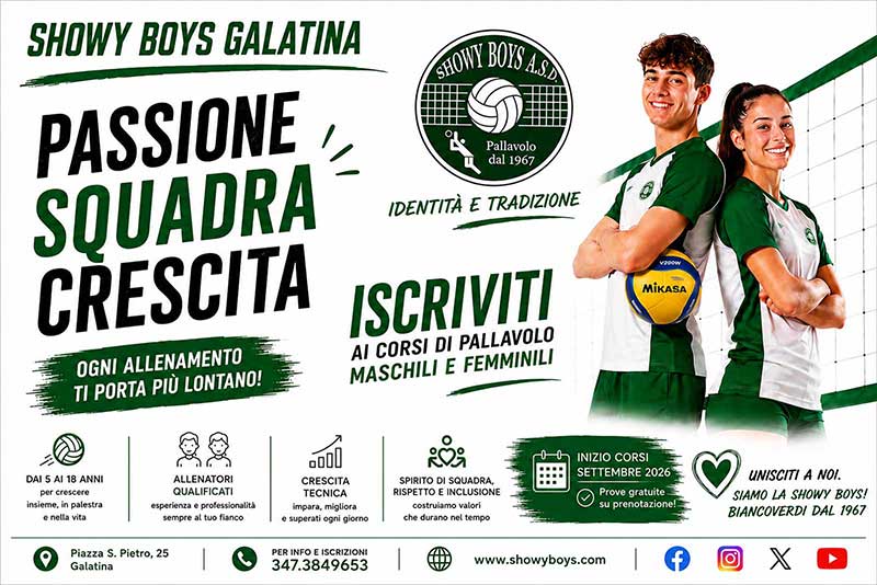 La Showy Boys Galatina apre le iscrizioni alla Scuola Volley per la stagione sportiva 2026/2027