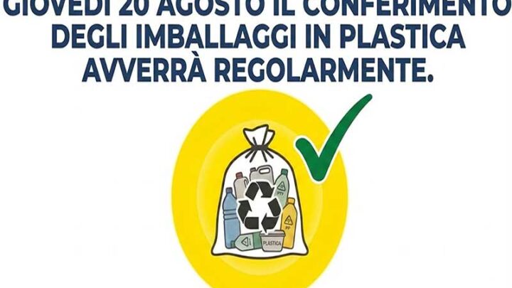 Galatina: raccolta plastica, giovedì 20 agosto il conferimento avverrà regolarmente