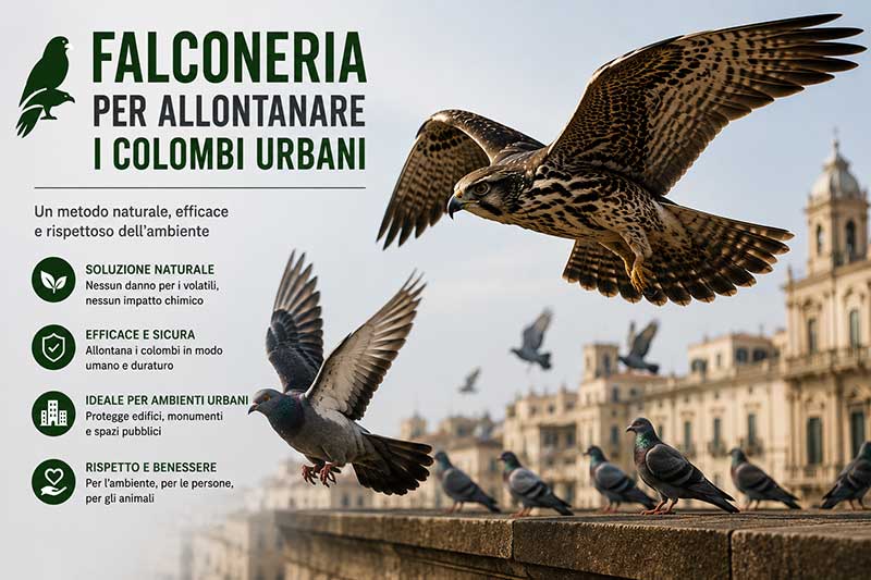 Galatina: al via il servizio di falconeria per l’allontanamento dei colombi urbani